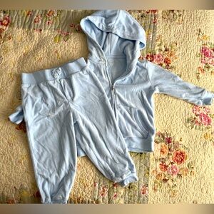 RALPH LAUREN BABY BLUE VELOUR SWEATSUIT SIZE 18 Months